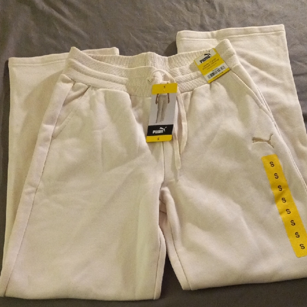 Puma Cream Joggers with Drawstring